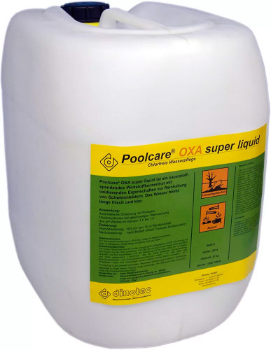 Активный кислород (жидкий) Poolcare OXA 25 кг Dinotec Жидкое, бесхлорное средство дезинфекции на основе 34% раствора перекиси водорода (активный кислород).