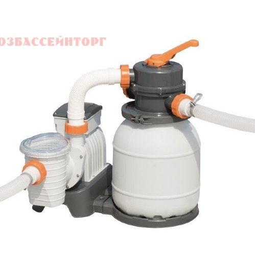 Фильтровальная установка "Flowclear" 8,3 м3/час Bestway Фильтровальная установка "Flowclear" BestWay 58499 очищает воду с помощью песка. Объём прокачиваемой воды составляет 8300 литров в час. 