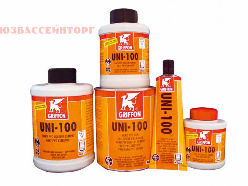 Клей ПВХ UNI-100 Griffon Клей Griffon UNI-100 является быстросхватывающим тиксотропным клеем для твердого ПВХ. Используется при соединении муфт, труб, фитингов из твердого ПВХ как для безнапорных, так и для напорных систем: бассейнов, систем кондиционирования и вентиляции, водоснабжения, оросительных и дренажных систем и т.п.