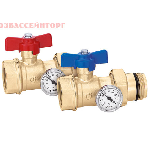 Комплект кранов с термометрами CALEFFI Пара с красной и синей ручками
Полнопроходные.
Соединение: В/Н
Ручка: Бабочка