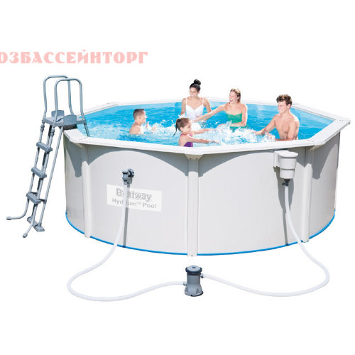 Бассейн металлический круглый 360 х 120 Hydrium Pool Bestway (56571) Сборный металлический бассейн Hydrium Pool Bestway прекрасно подходит для семейного отдыха рядом с загородным домом. Укомплектован картриджным фильтром. Бассейн круглый, диаметром 360 см, высотой 120 см, объем 10,9 м3. 