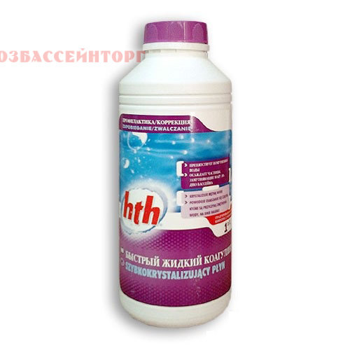 Быстрый жидкий коагулянт Shok HTH  Коагулянт Shok активный быстродействующий препарат, позволяющий объединить мелкие взвешенные частицы в воде бассейна в более крупные образования и улучшить эффективность фильтрации песочных фильтров.